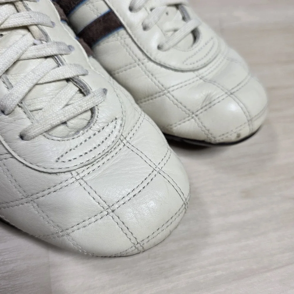 Adidas Tuscany Goodyear Racing Driving‎ Shoes White Blue Brown Stripe Size 6